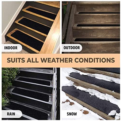Anti Slip Tape 6” X 24” (15-Pack) - Stair Treads for Stairs, Grip Tape for Indoor and Outdoor, Non Skid Tread for Wooden Steps, Concrete Steps, Etc. (Works on All Surfaces & Weather)
