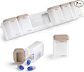 Weekly Pill Organizer Magnetic, Removable Pill Box 7 Day 1 Time a Day, Large Pill Case Travel, Week Once Daily Medication Dispenser, Medicine Container Holder for Supplement Vitamin, Brown