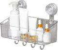 No-Drill Bathroom Suction Storage Box, Corrugated Suction Cup Wall Organizer, Removable Hanging Storage Basket with Strong Hold, Acrylic Shower Caddy for Bathroom (Clear L)