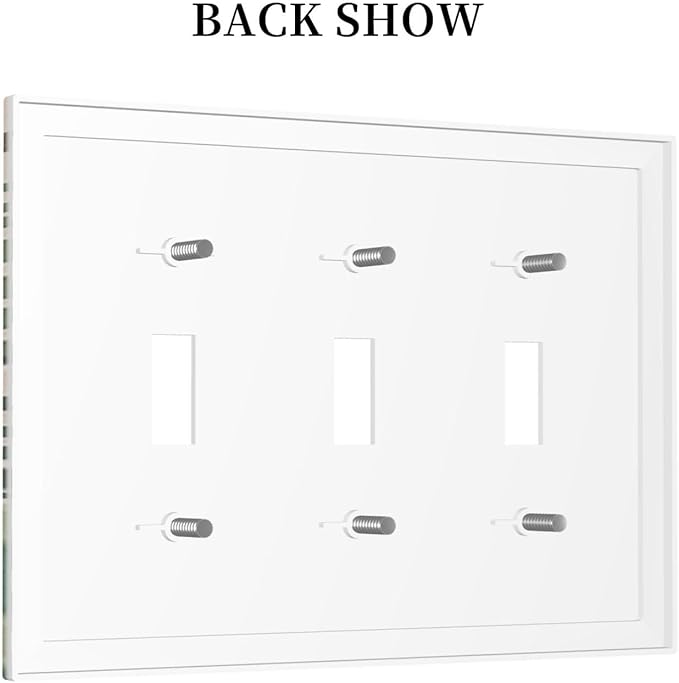 Decorative Switch Plates Boho Tropical Plant Floral Pattern 3 Gang Wall Plate Triple Toggle Light Switch Cover Faceplate Electrical Wall Panels for Bedroom Cabin Decor