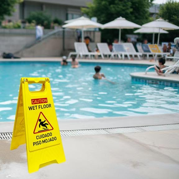 4-Pack Caution wet floor sign,24 in. (approx. 60 cm) Height,Bright Yellow Double-Sided Folding A-Shaped Frame Design, Bilingual Caution Message