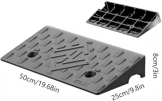 Rubber Threshold Ramp, 3" Rise Wheelchair Ramp Doorway, 7000Lbs Load Capacity, Non-Slip Surface Rubber Curb Ramp for Wheelchair and Scooter (3" Height) (3" Rise)