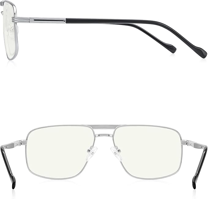 Reading Glasses for Men Square Double Bridge Blue Light Blocking Computer Readers