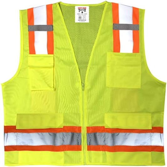 Premium High Visibility Surveyor Vest Solid Front Mesh Back, 5 Pack, 2X-Large