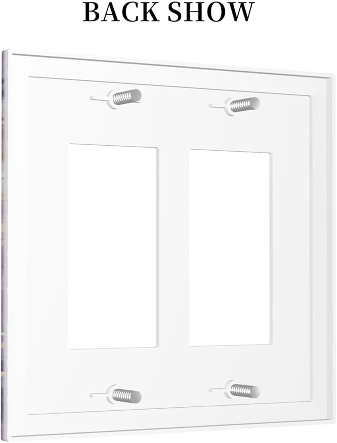 Luxury Marble Texture Purple And Gold Abstract Print Decorative Outlet Covers 2 Gang Double GFCI Rocker Electrical Wall Panels Light Switch Cover Plate for Bathroom Home Decor