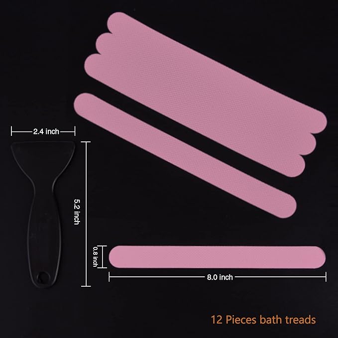 Anti Slip Shower Stickers, Safety Bathtub Strips Adhesive Decals with Premium Scraper for Bath Tub Shower Stairs Ladders Boats