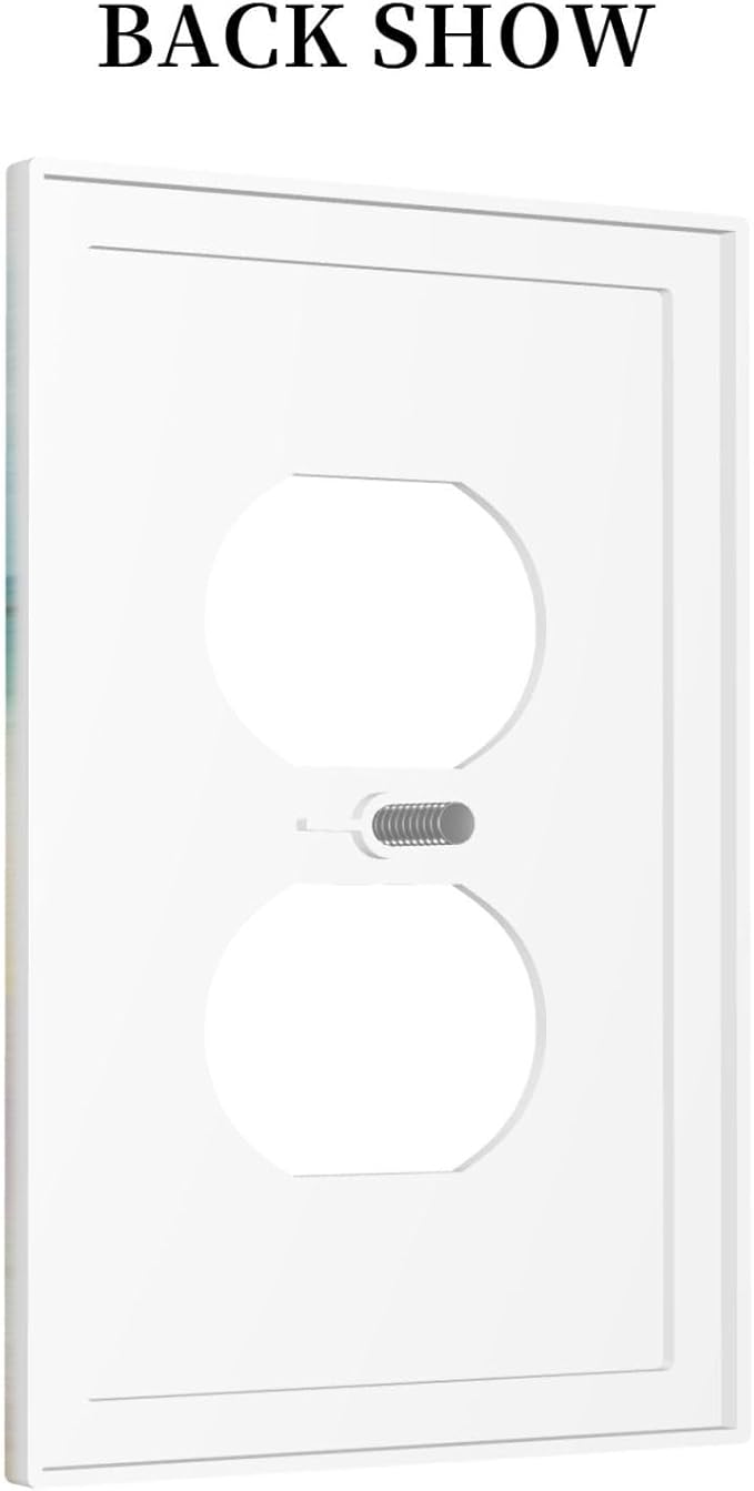 Outlet Covers Beach Chair Seascape Blue Ocean 1 Gang Duplex Light Switch Cover Plate Modern Coastal Decorative Wall Plates Electrical Switchplate Receptacle Cover for Bathroom Bedroom Decor