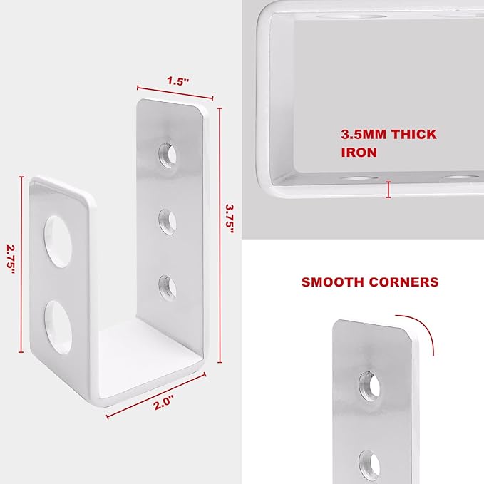 SecurityMan Heavy Duty 2x4 Door Barricade Brackets - Kick Proof Up to 700lbs, Install in Minutes -(2pc) Thick 3.5mm Iron Metal U Bracket - Gate Bar Holder for Indoor/Outdoor Door Security Brace Bar