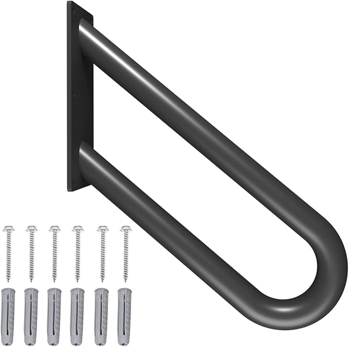 Handrails for Exterior Interior Steps Wall Mount with Matte Black Finished Stair Handrails for Kids Elderly Pregnant Women Disabled Stairway Railing Doorways Courtyard with Hardware 20 INCH