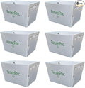 Postal Mail Tote Nestable Box, Storage Bin Container, Laundry Basket for Home and Business, Corrugated Plastic, Lightweight, Heavy Duty, Foldable,10 Gal (Gray 6 Pack)