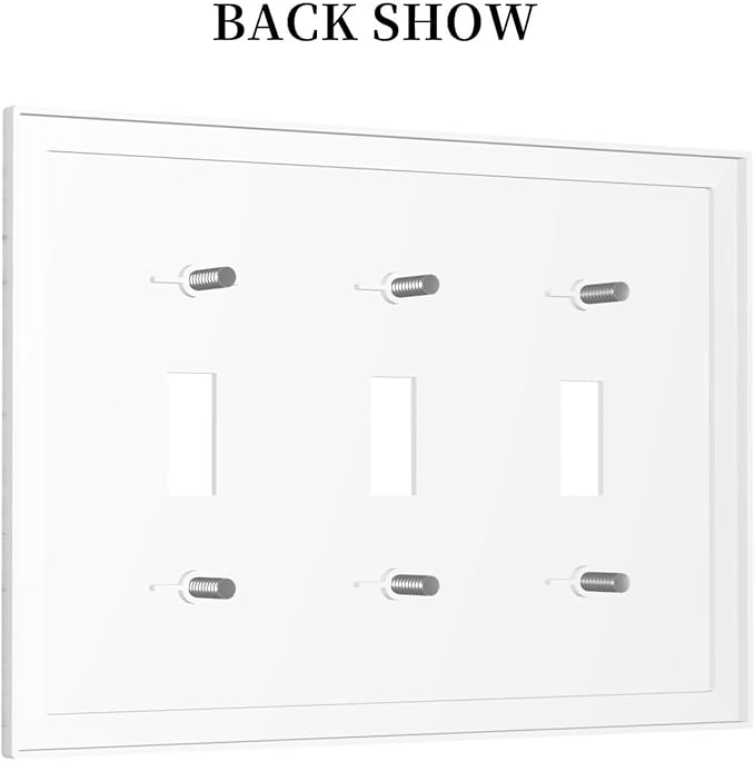 Decorative Switch Plates Vintage Grey White Wood Grain 3 Gang Wall Plate Triple Toggle Light Switch Cover Faceplate Electrical Wall Panels for Farmhouse Bathroom Decor