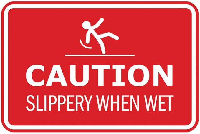 Signs ByLITA Classic Framed Caution: Slippery When Wet Door or Wall Sign Easy Installation | Health And Safety | Building And Warning Sign (Red) - Small