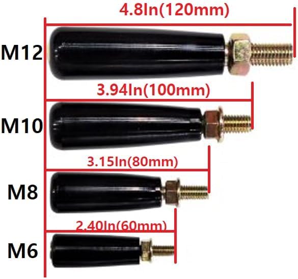 Revolving Handle M8 * P 1.25mm, L- 3.15" Turnning Knob Grip, Metric Thread Screw, Rotating Swivel Handwheel with Fixing Nut, Black Plastic 1 Set for Trailer-boat Jack Hose Reel, Table Saw Adjustment