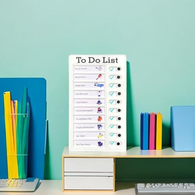 Chore Chart for Adults to do List My Chores Checklist Task Board Sliding Routine Chart for Kids, Memo Boards Slider Schedule DIY Detachable Daily Checklist Planning Table (1Pcs White to Do List)
