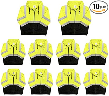 Lightweight High Visibility Hooded Jacket, 10 Pack, XX-Large