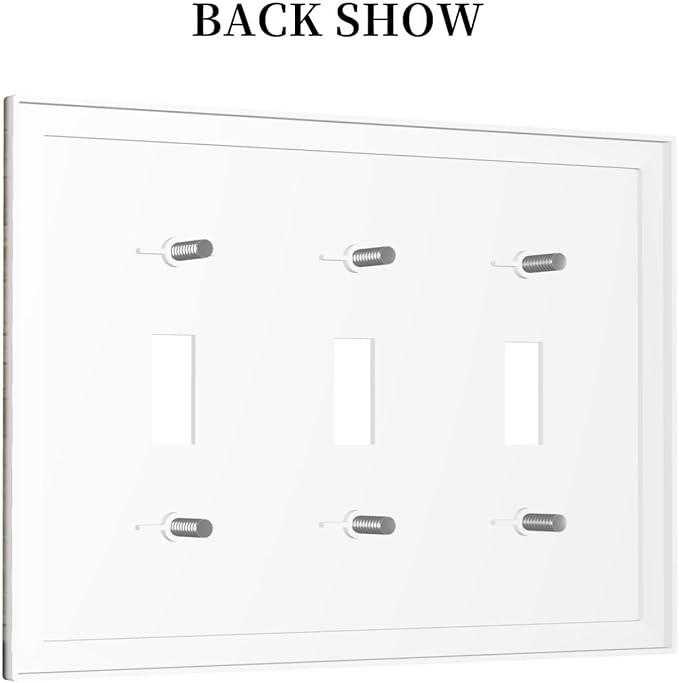 Wooden Planks Mosaic Snow Mountain Sun Decorative Switch Plates 3 Gang Wall Plate Triple Toggle Light Switch Cover Faceplate Electrical Wall Panels for Farmhouse Home Decor