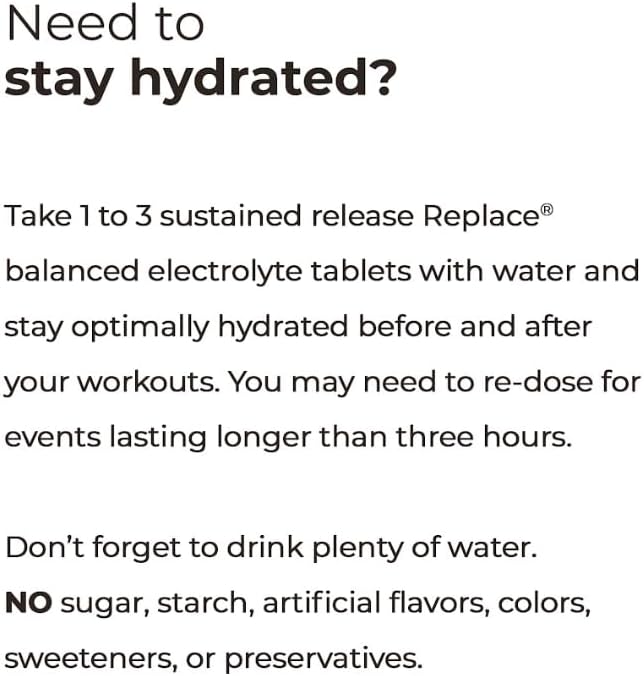 Replace by Endur, Essential Electrolyte Replacement & Hydration Support, Great for Physical Activity, Sustained-Release Tablets, 30 Tablets