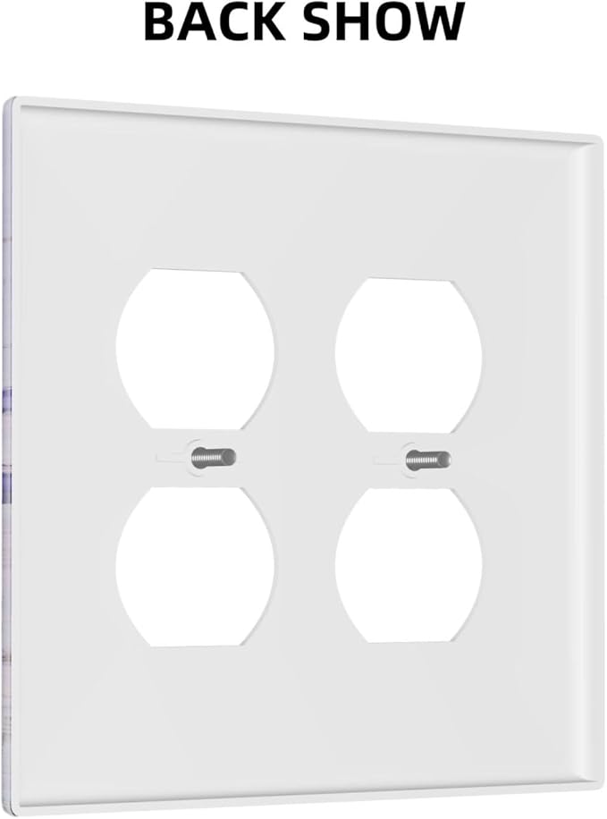 Decorative Light Switch Cover Plate Purple Flower Modern Floral 2 Gang Socket Covers Double Duplex Wallplates Switch Plates and Outlet Covers for Bedroom Kitchen Decor