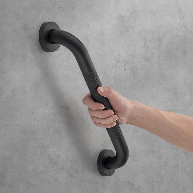 Grab Bars for Shower, 2 Pack 12-Inch Anti Slip Shower Handles for Elderly, Safety Shower Grab Bar, Stainless Steel Handicap Grab Bars for Bathroom (Black 1" Diameter)