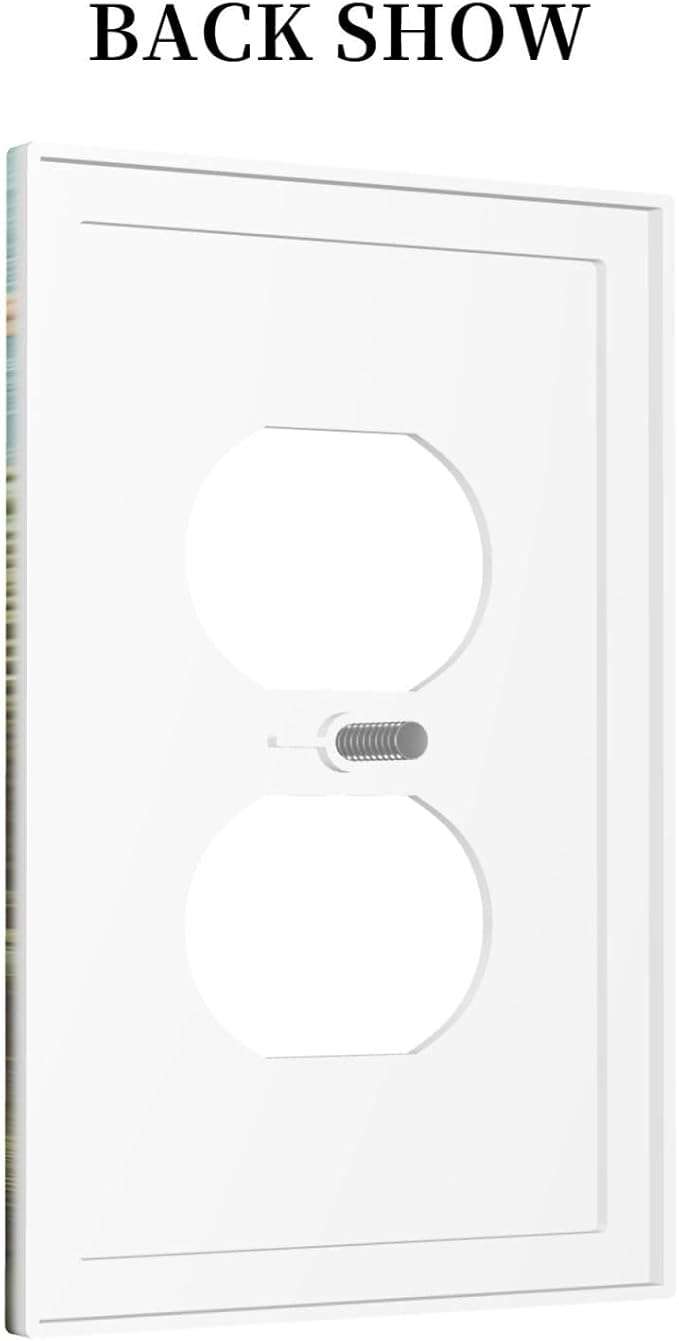 Outlet Covers Summer Beach Themed Starfish Seashells 1 Gang Duplex Wall Plate Decorative Switch Plates Electrical Receptacle Faceplate Light Switch Cover for Bedroom Bathroom Decor