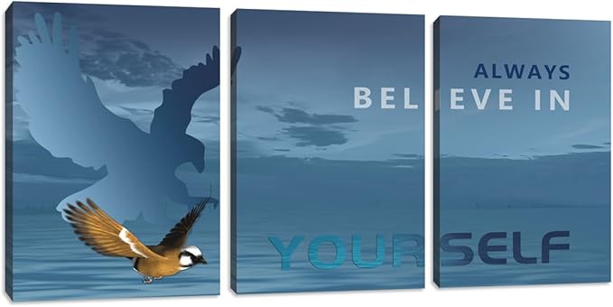3 Pieces Modern Entrepreneur Quotes Posters Prints Motivational Office Canvas Wall Art Moitvational Wall Art Eagle Picture Motivation Blue Decoration for Living Room Bedroom(72''Wx36''H)