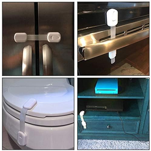 Child Proof Cabinet Locks - Cabinet Locks Baby Proofing with 3M Adhesives for Refrigerator, Oven, Cupboards, Toilet Seat - Adjustable,Easy Installation,No Drilling (24 Pack)