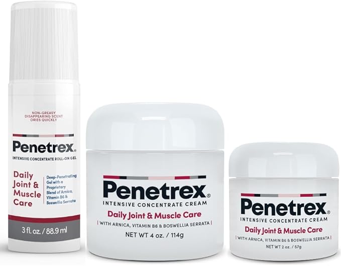 Penetrex Joint & Muscle Therapy Trio - Soothing Comfort for Back, Neck, Hands, Feet - Premium Whole Body, Rub with Arnica, Vitamin B6 MSM & Boswellia - 2oz, 3oz, 4oz