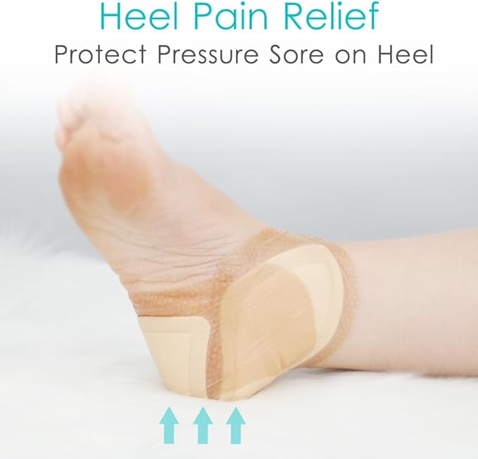 Heel Bordered Silicone Foam Dressing Waterproof Adhesive Sacral Bandages with Absorbent Padding for Elbow Wrist Foot Pressure Bed Sore Hip Knee Replacement Surgery 8.26"x8.26" 3 Pack