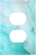 Teal Gold Marbling Turquoise Print Outlet Covers 1 Gang Duplex Light Switch Cover Decorative Switch Plates Electrical Receptacle Faceplate Wall Plate for Bathroom Living Room Home Decor