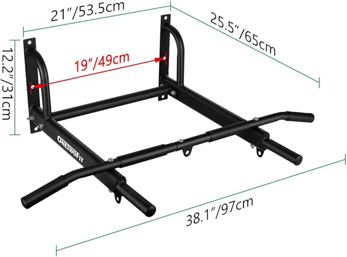 ONETWOFIT Pull Up Bar for Doorway, 440 lbs Heavy Duty Upper Body Fitness Workout Bar for Home Gym Exercise, Multi-Grip Strength Wall Mounted Door Frame Chin-Up Bar for Almost All Doors