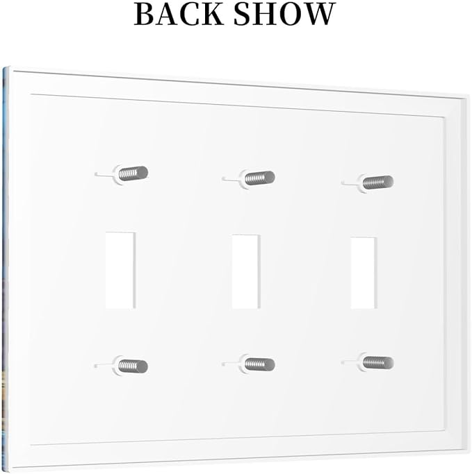 Decorative Switch Plates Nautical Sea Turtle Coral Jellyfish 3 Gang Wall Plate Triple Toggle Light Switch Cover Faceplate Electrical Wall Panels For Kids Room Nursery Decor