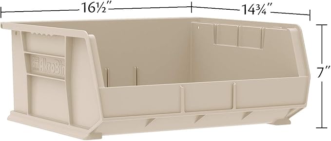 Akro-Mils 30250 AkroBins Plastic Storage Bins, Space-Saving Stackable Bins for Garage, Pantry, Craft Organization, 15-Inch x 16-Inch x 7-Inch, Green, 6-Pack