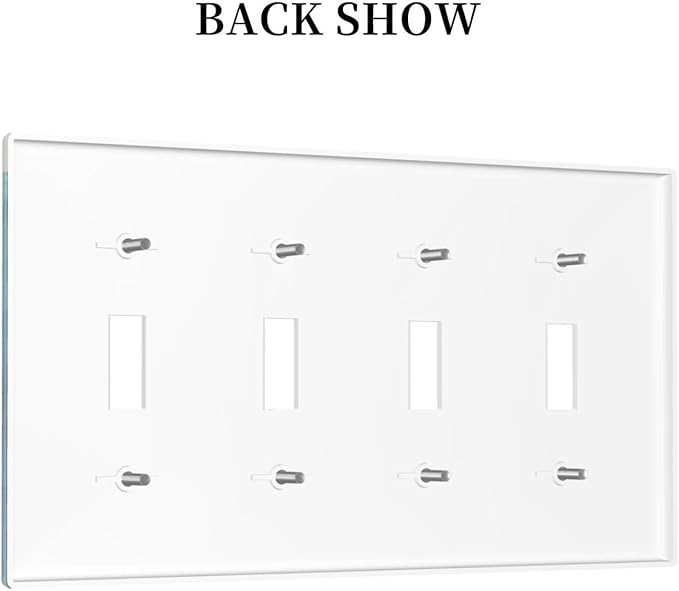 Swimming Woman Funny Shark Blue Ocean Light Switch Covers Quad Toggle Electrical Faceplate 4 Gang Wall Plate Decorative Switch Plates Cover for Kids Room Bedroom Decor