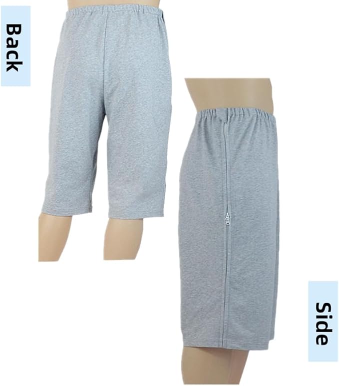 WEEOATAR Bedridden Patient Clothing,Full Open Post Surgery Pants,Patient Care Trousers,Disability Clothing with Zippers for Easy Access,Post-op Pants Suit for Fracture,Disable,Elderly(Grey,XL)