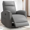 CANMOV Rocker Recliner Chair,360°Swivel Nursery Glider Recliner,Manual Recliner Sofa with Padded Armrest and Backrest,Leather Recliner for Small Spaces,Living Room,Bedroom (Grey)