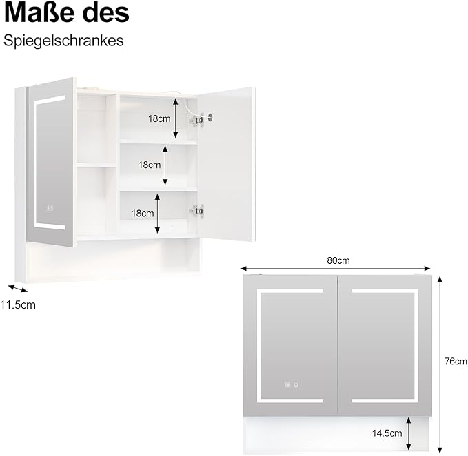 Lighted Medicine Cabinet with 2 Doors,Large Led Medicine Cabinet with Mirror,Anti-Fog, Wall-Mounted Bathroom Mirror with Storage,Brightness Adjustable,31.5" Wx30 H