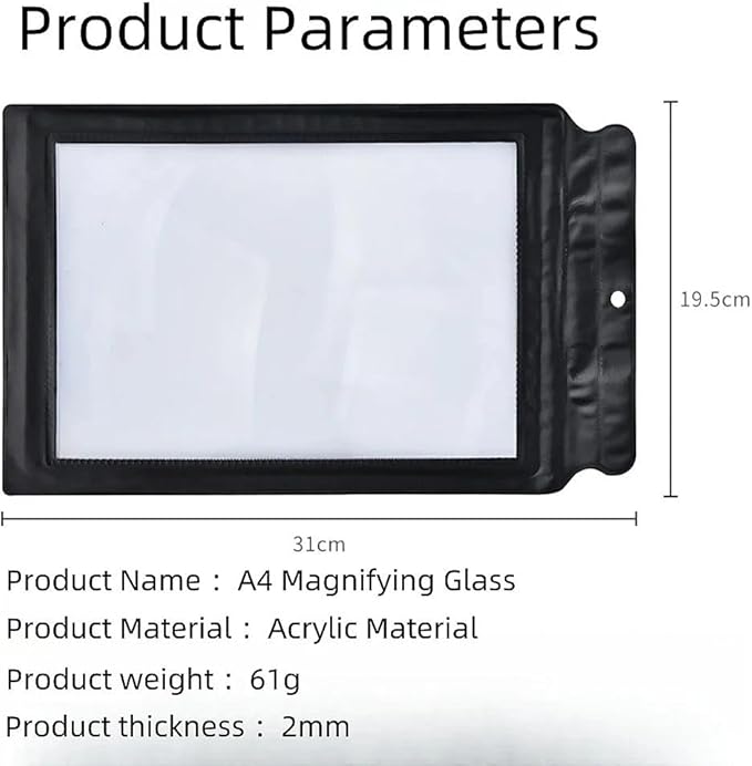 6PCS Rectangular A4 Page Magnifying Sheet 3X Lightweight Acrylic Fresnel Lens Bookmark Flat Magnifier with Anti-Glare - Relieve Eye Strain, Ideal for Reading Small Prints, Low Vision, Seniors, Maps &