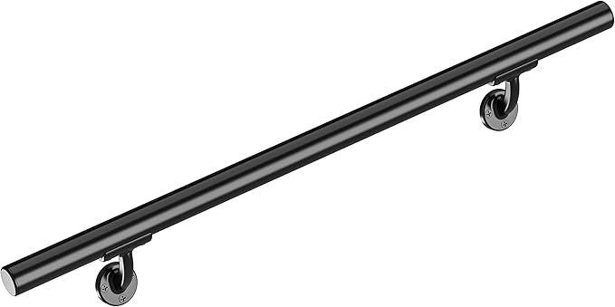 Meranti Aluminum Handrail for Indoor or Outdoor Steps and Stairs – Hand Rails for Elderly – DIY Complete Stair Railing Kit (AHR, Black, 10' Length)