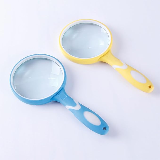 Wakauto Handheld Reading Magnifying Glass with Colorful Rubber Frame, Handle Design Magnifier for Reading and Observation, Portable Visual Aid for Low Vision and Seniors, Yellow