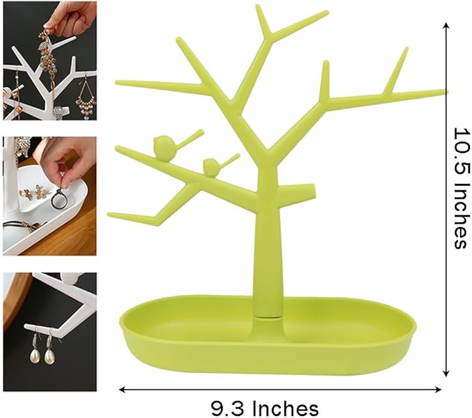 Tabletop Key Holder Stand Tree Key Rack,Stand Jewelry Display Necklace Ring Earring Holder Rack,Jewelry Organizer Tray Home Decor for Home Entryway (Green)