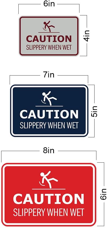Signs ByLITA Classic Framed Caution: Slippery When Wet Door or Wall Sign Easy Installation | Health And Safety | Building And Warning Sign (Ivory/Dark Brown) - Small 2 Pack
