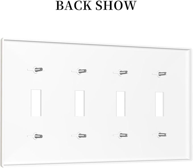Decorative Switch Plate Covers Boho Beige Navy Blue Medallion 4 Gang Light Switch Cover Plate Quad Toggle Wall Plate Dimmer Faceplate for Country Bathroom Bedroom Decor
