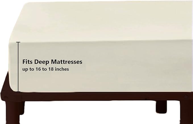 Top Split Queen Fitted Sheet Only for Adjustable beds, Split Down 34 inches from The Top, 600 Thread Count 100% Cotton Half Split Flex Head Fitted Sheet for Sleep Number Beds, Ivory
