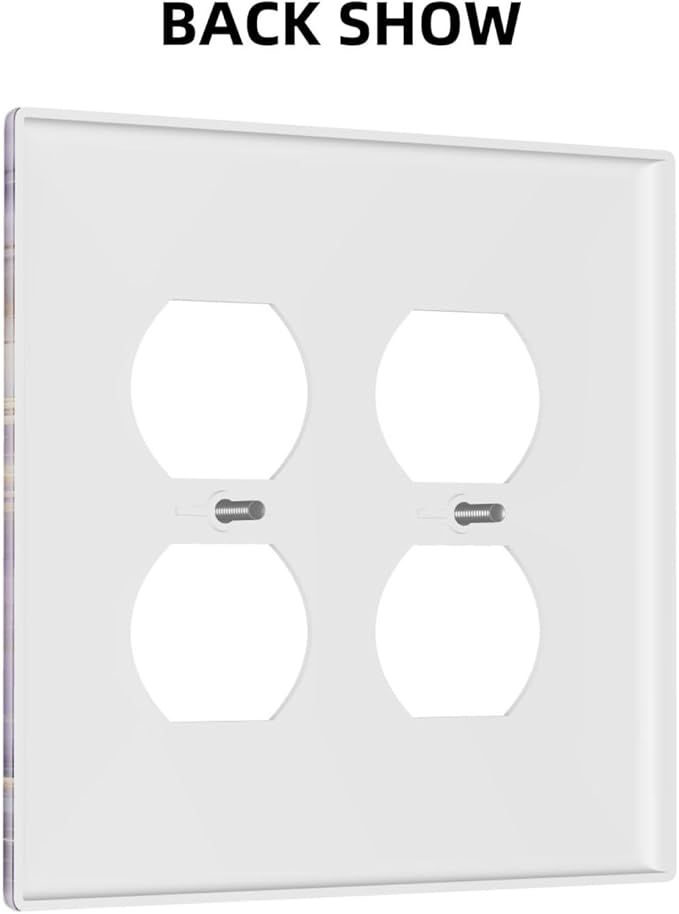 Luxury Marble Texture Purple And Gold Abstract Print Outlet Covers 2 Gang Double Duplex Decorative Light Switch Covers Electrical Wallplates Socket Faceplate for Bathroom Home Decor