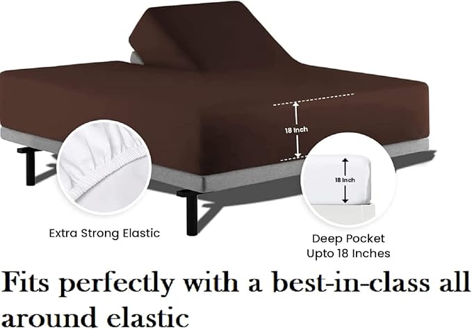 Top Split Queen Fitted Sheet Only for Adjustable beds, Split Down 39 inches from The Top, 600 Thread Count 100% Cotton Half Split Flex Head Fitted Sheet for Sleep Number Beds, Chocolate