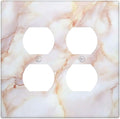 Outlet Covers Pink Jade Marble Granite 2 Gang Double Duplex Decorative Light Switch Covers Electrical Wallplates Socket Faceplate For Bathroom Kitchen Decor