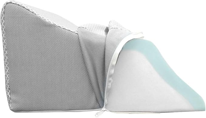 Lounge Doctor Elevating Leg Rest Wedge Pillow with Memory Foam, Light Blue, Medium