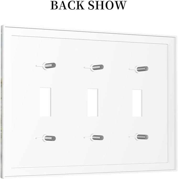 Decorative Switch Plates Beach Ocean Lighthouse Seashells 3 Gang Wall Plate Triple Toggle Light Switch Cover Faceplate Electrical Wall Panels For Bed Room Living Room Decor