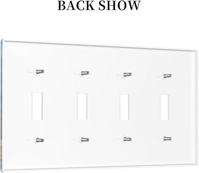 Light Switch Covers Nautical Sea Turtle Coral Jellyfish Quad Toggle Electrical Faceplate 4 Gang Wall Plate Decorative Switch Plates For Kids Room Nursery Decor