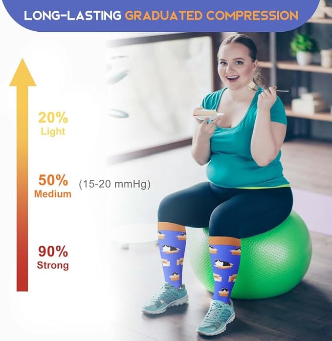 LEVSOX Plus Size Compression Socks for Women Men Wide Calf Extra Large 15-20 mmHg Knee High Sock for Nurses Pregnant Travel